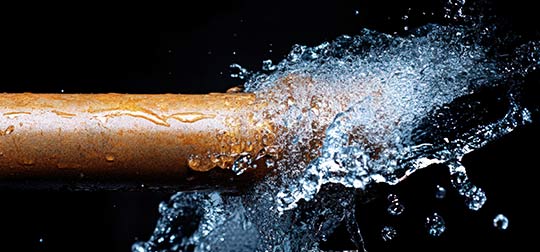 Burst water line pipe