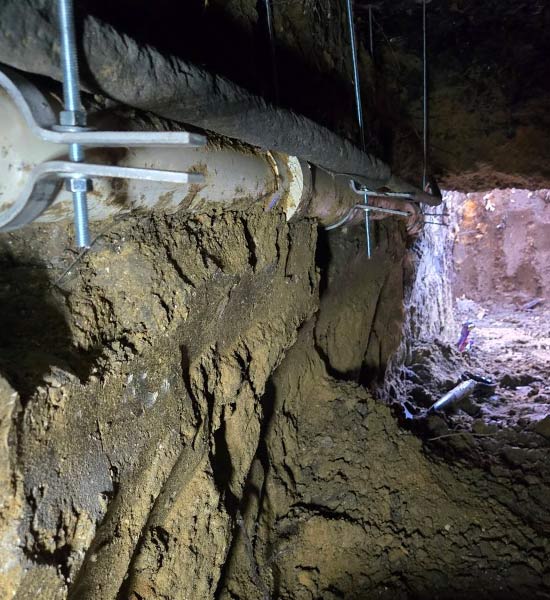 Plumbing pipe under a home's foundation in Dallas, TX