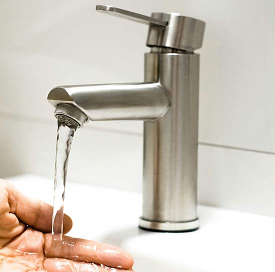 Repaired and functioning bathroom sink