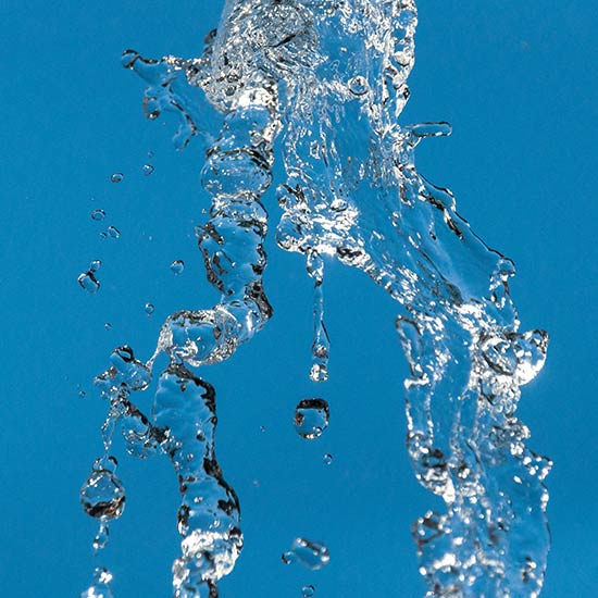 Water droplets from running water