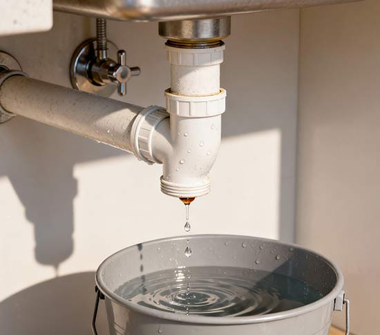 Leaking pipe under a sink