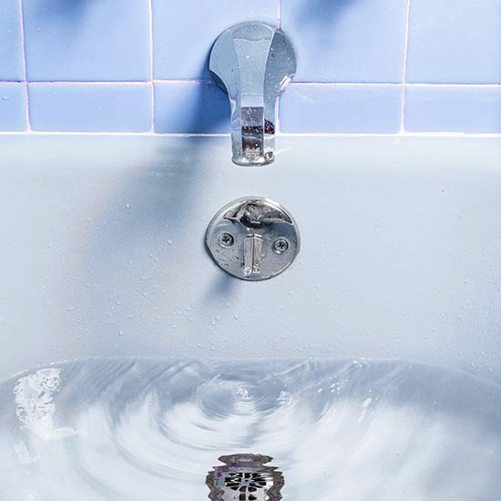 Tub filled with water