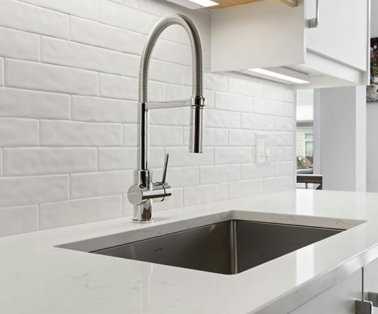 Modern kitchen sink installed
