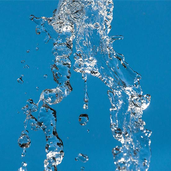 Running water stopped in slow motion