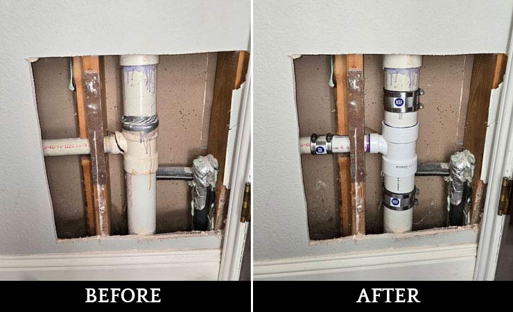 before and after of plumbing leak before and after repair
